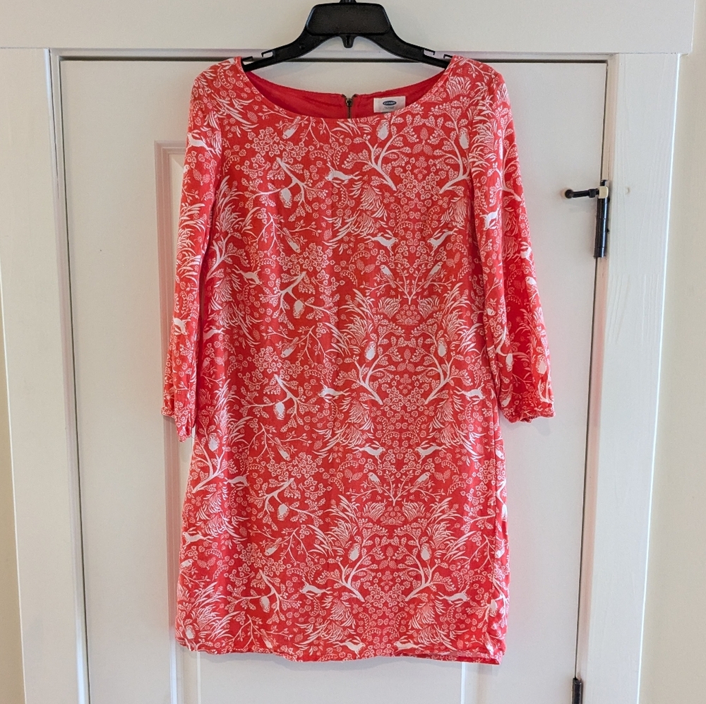 Old Navy Red Dress Forest Bunny Owl Acorn Tea Dress, Size S